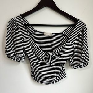 PRICE DROP💃🏻 Altar’d State | Navy stripe crop top with tie front